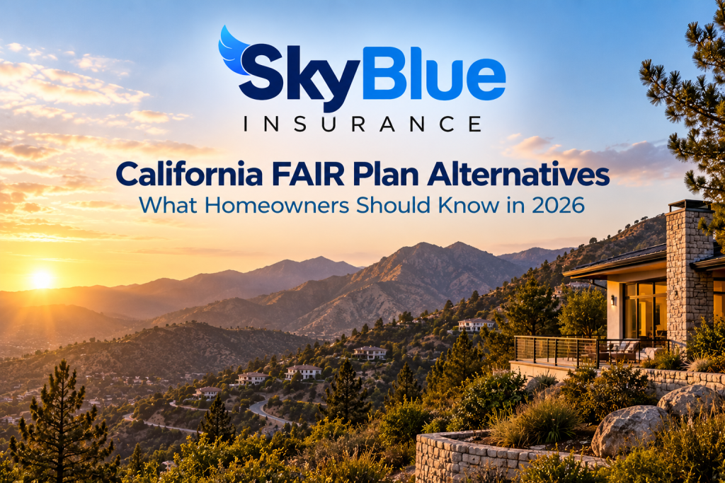California mountain homes in a wildfire-prone area representing California FAIR Plan alternatives